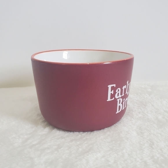 Holiday Stoneware Burgandy Maroon Early Bird XLarge Soup Coffee Cup Mug 16 Oz - Picture 6 of 9